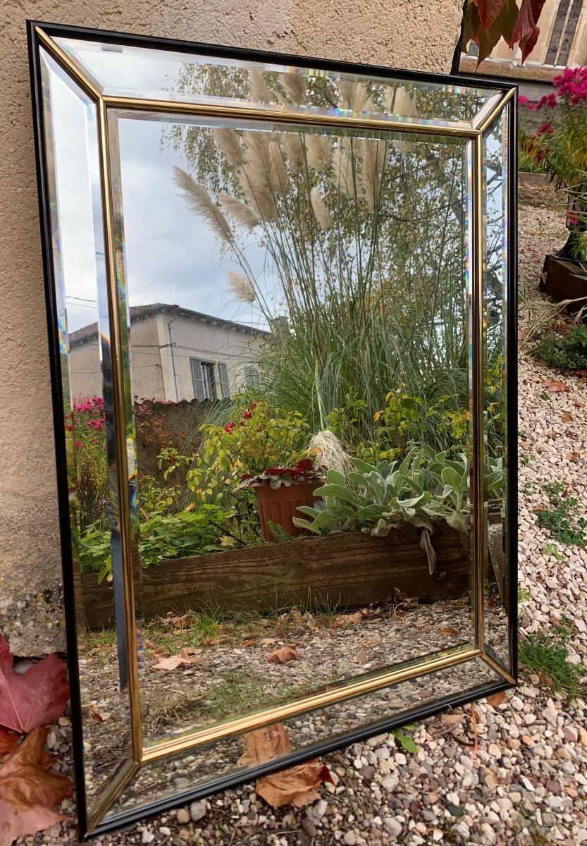 Baker Furnitures, Brass Fillet Beveled Mirror, 1950s