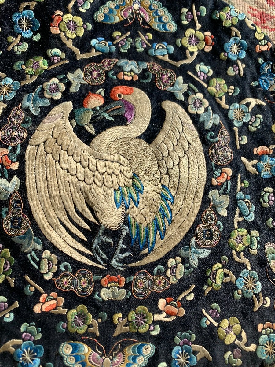 Chinese Embroidery Of A Bird With Spread Wings, Mandarin -photo-3