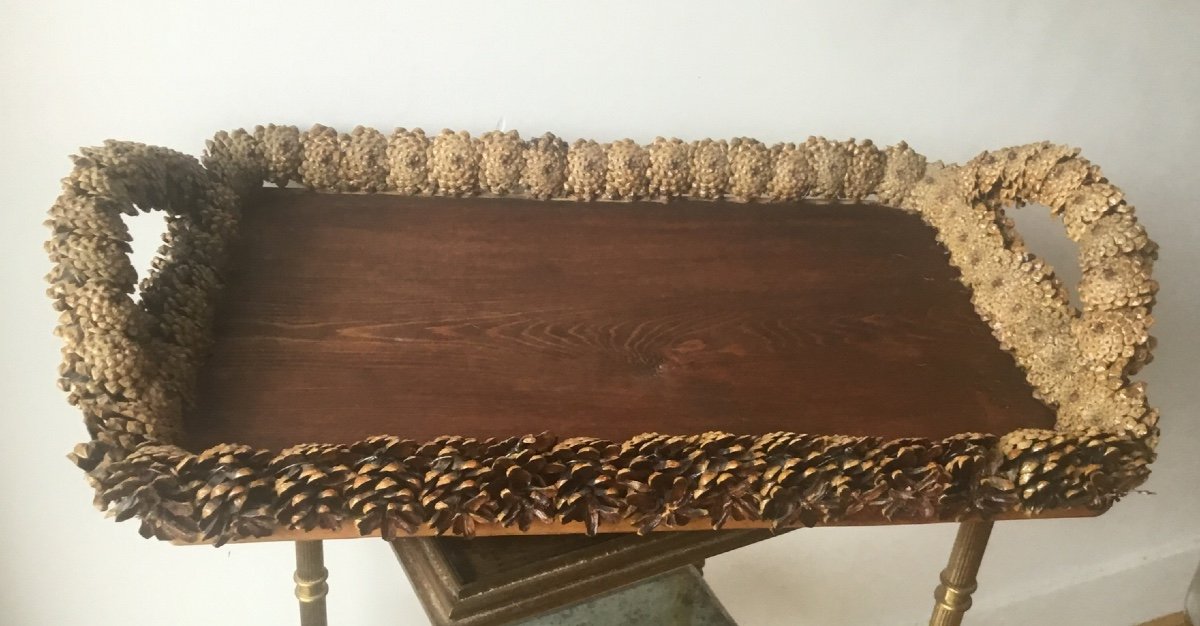 Folk Art Pine Cone Tray 