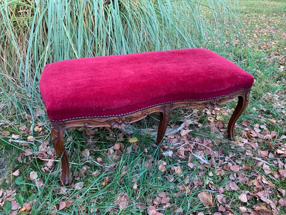 Large Louis XV Style Bench With 6 Legs -photo-4