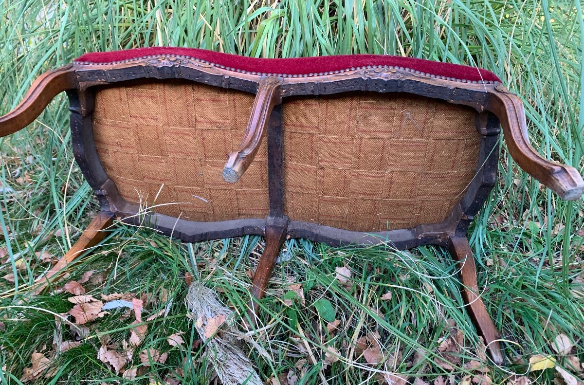 Large Louis XV Style Bench With 6 Legs -photo-2