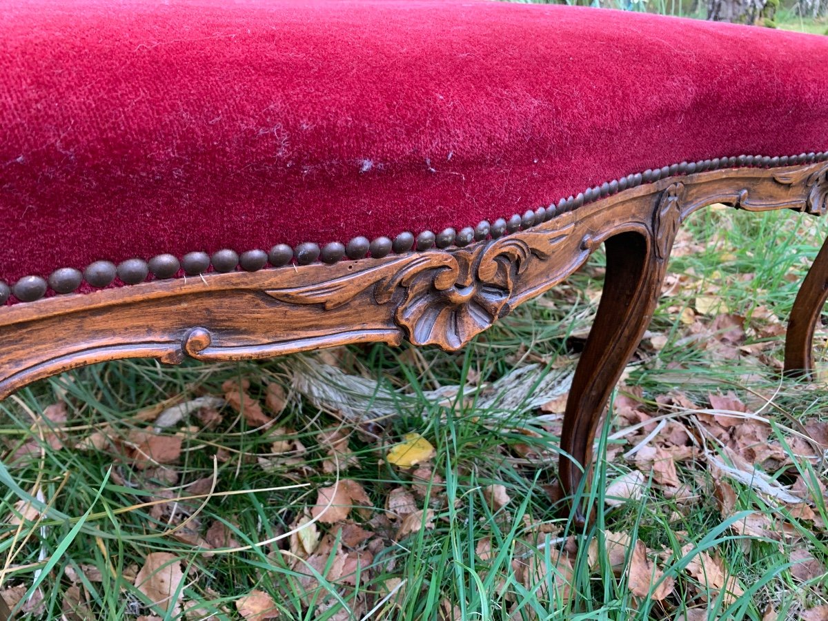 Large Louis XV Style Bench With 6 Legs -photo-3