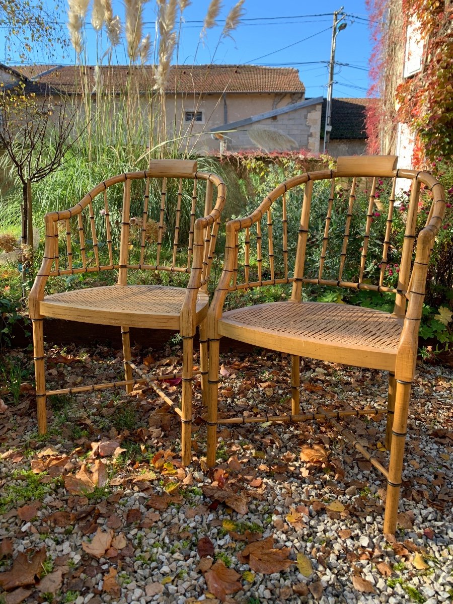 Paire De Fauteuils De Style Regency  Bambou Baker Furniture-photo-4