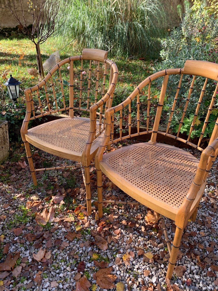 Paire De Fauteuils De Style Regency  Bambou Baker Furniture-photo-1