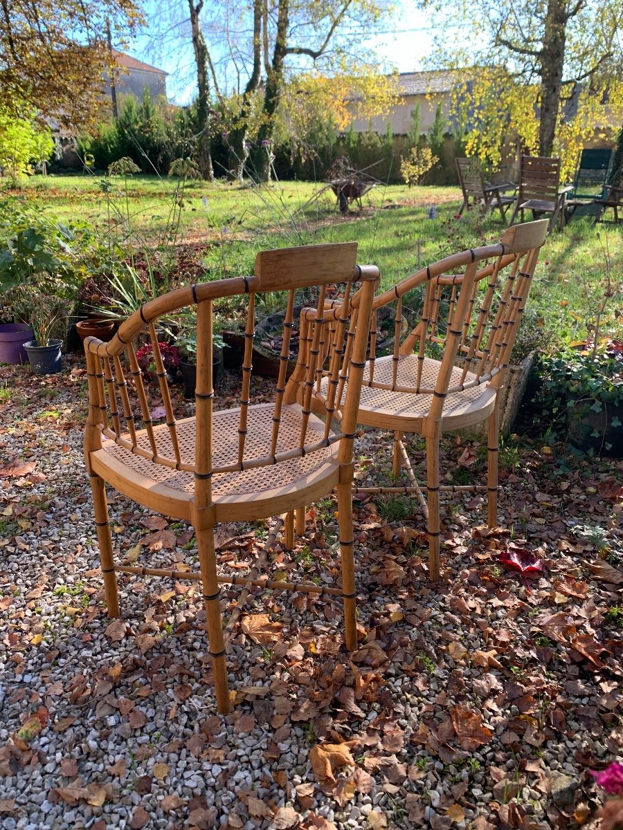 Paire De Fauteuils De Style Regency  Bambou Baker Furniture-photo-7