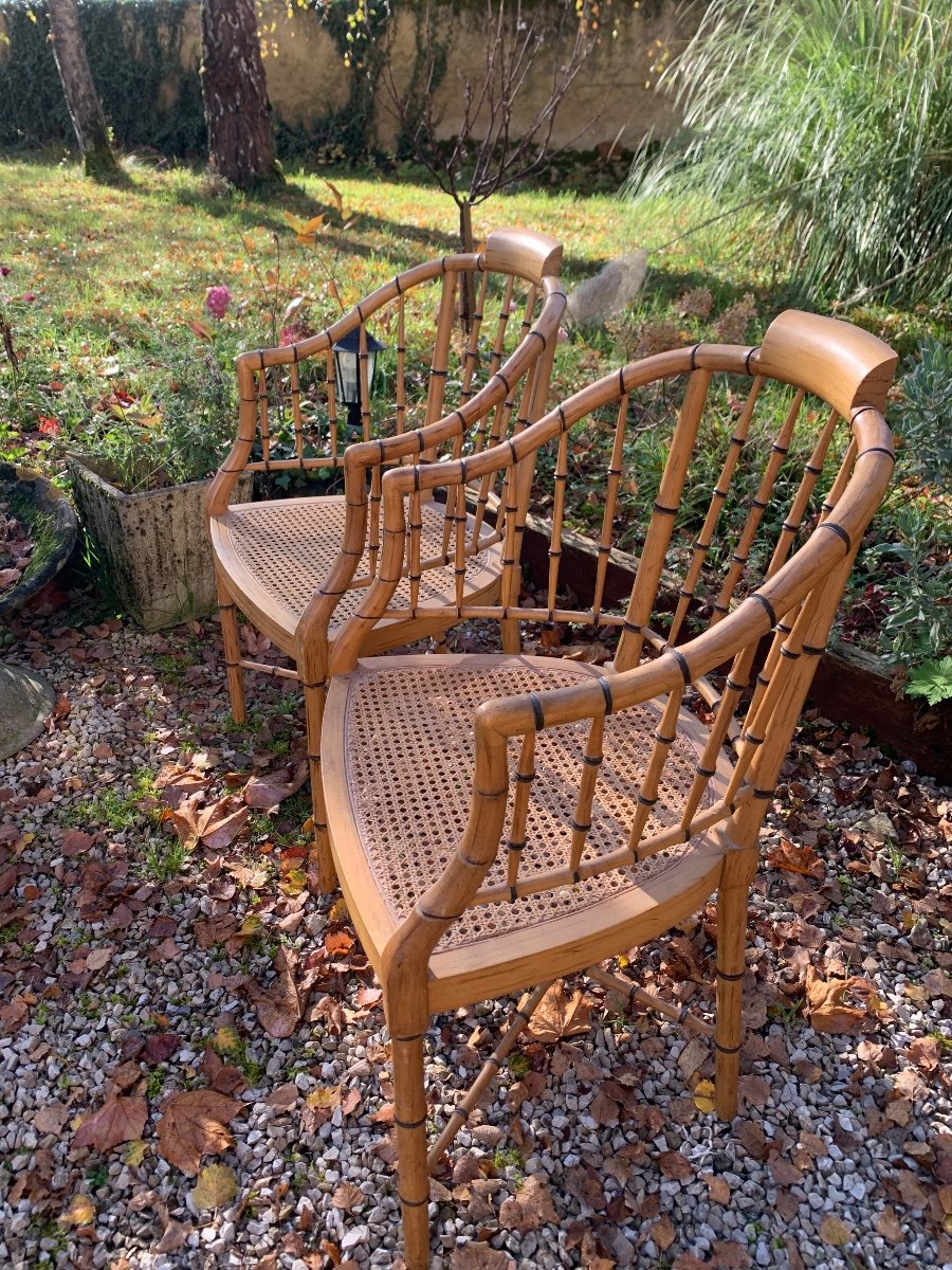 Paire De Fauteuils De Style Regency  Bambou Baker Furniture-photo-8