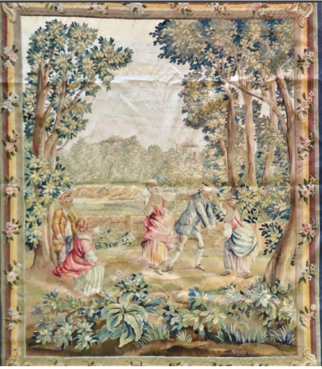 Aubusson Tapestry Blind Man's Buff (231 X 191 Cm)-photo-2