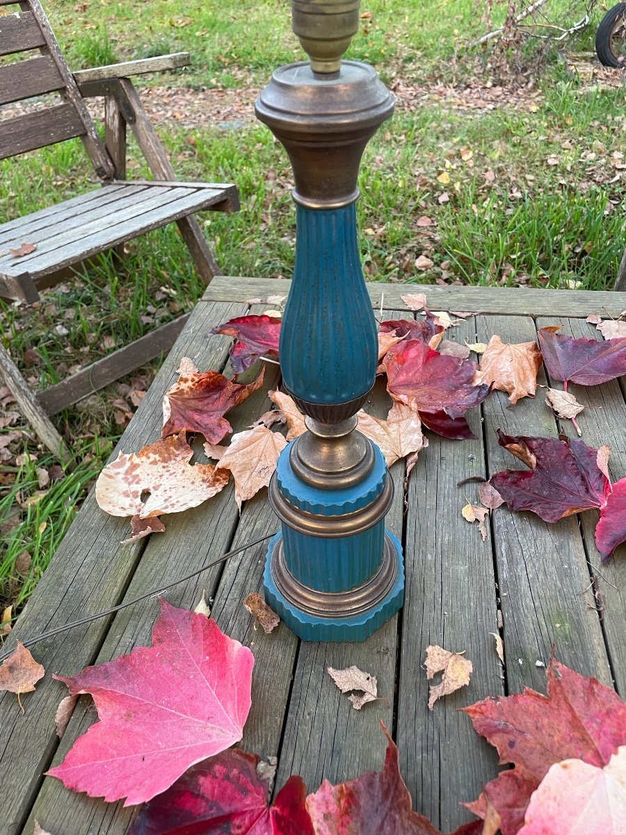 Blue And Gold Lacquered Sheet Metal Lamp Base -photo-2