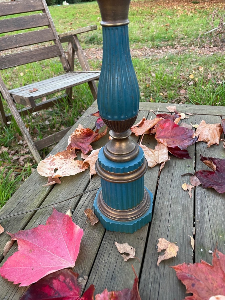 Blue And Gold Lacquered Sheet Metal Lamp Base -photo-3