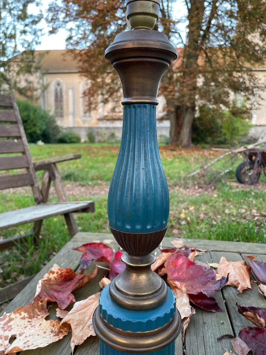 Blue And Gold Lacquered Sheet Metal Lamp Base -photo-2