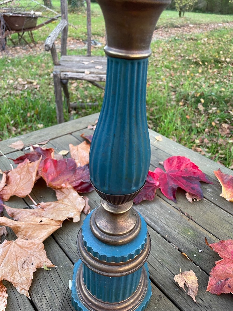 Blue And Gold Lacquered Sheet Metal Lamp Base -photo-5