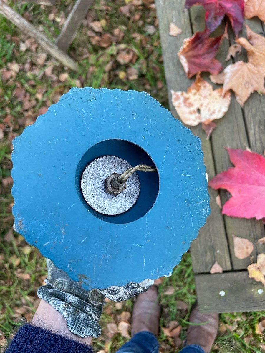 Blue And Gold Lacquered Sheet Metal Lamp Base -photo-7