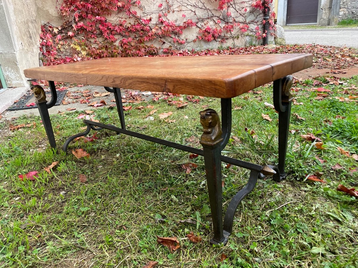 Att Maison Jansen  Table De Salon En Fer Forgé, Têtes De Chevaux, Vers 1950-photo-1