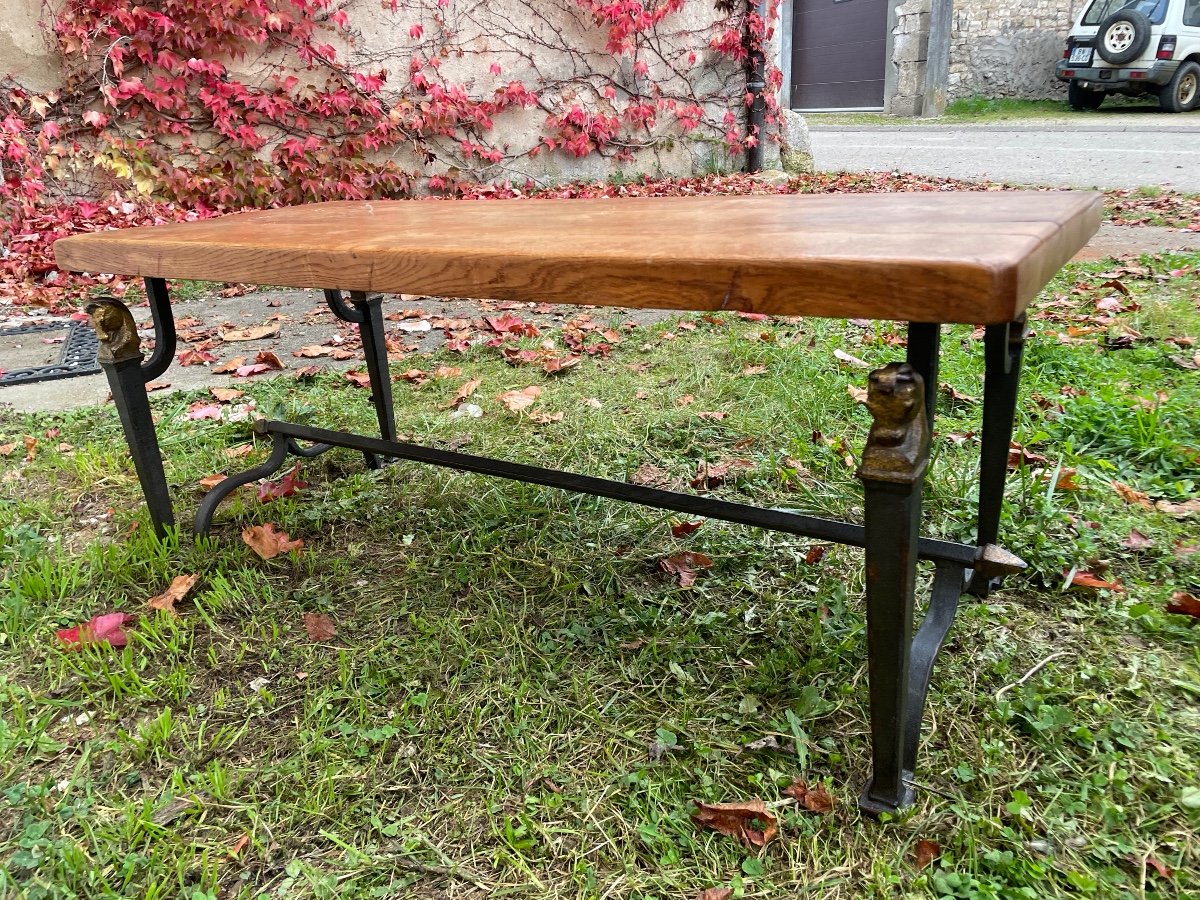 Att Maison Jansen  Table De Salon En Fer Forgé, Têtes De Chevaux, Vers 1950-photo-2