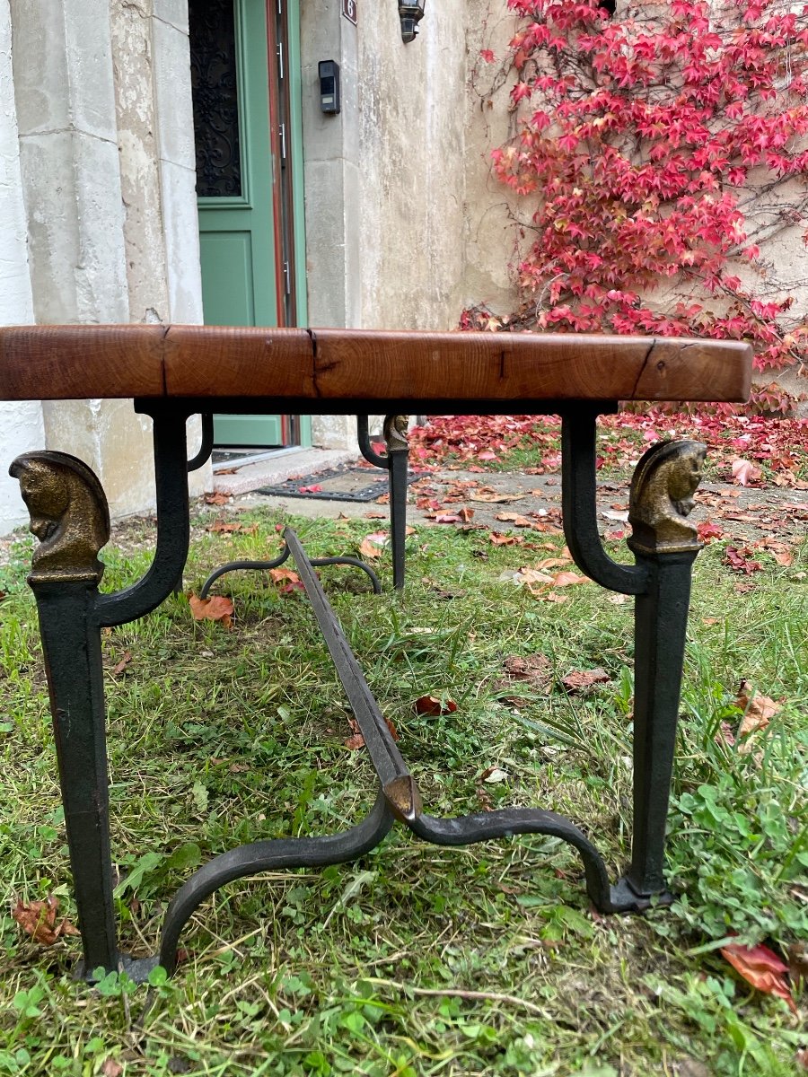 Attr A Maison Jansen Wrought Iron Coffee Table, Horse Heads, Circa 1950-photo-4