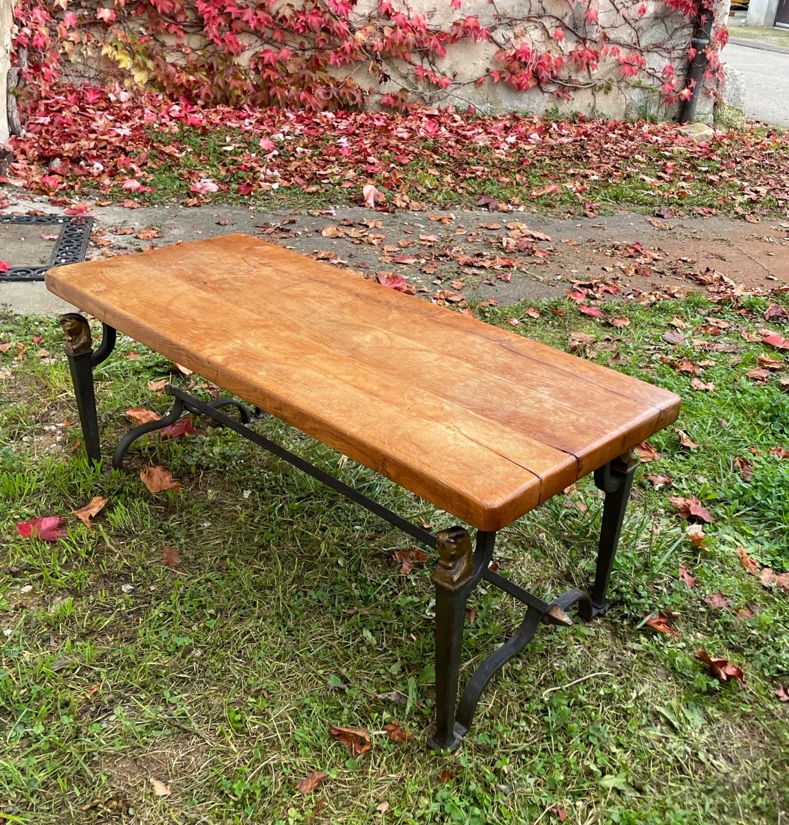 Attr A Maison Jansen Wrought Iron Coffee Table, Horse Heads, Circa 1950-photo-8