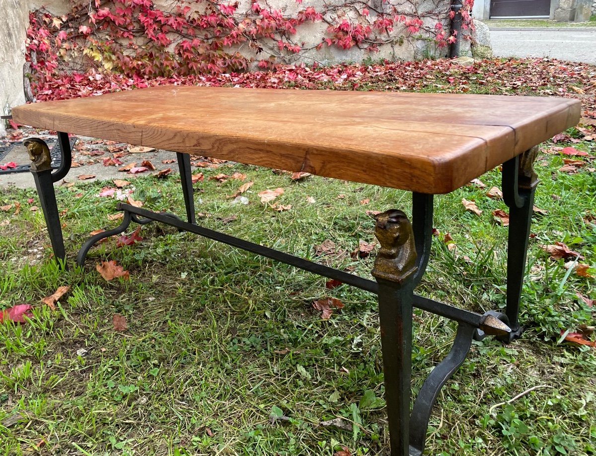 Attr A Maison Jansen Wrought Iron Coffee Table, Horse Heads, Circa 1950