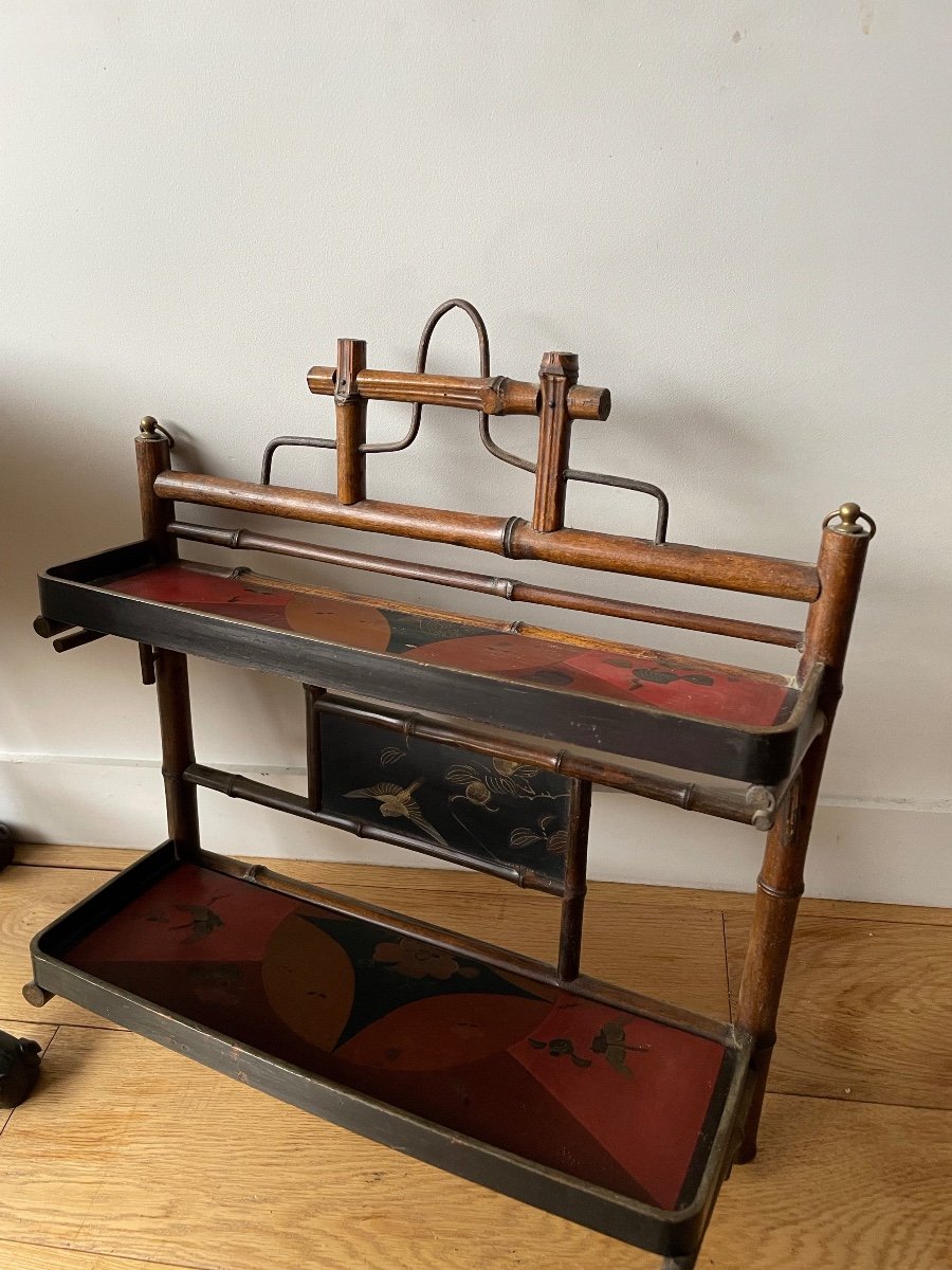 Small Lacquered Bamboo And Lacquer Shelf -photo-2