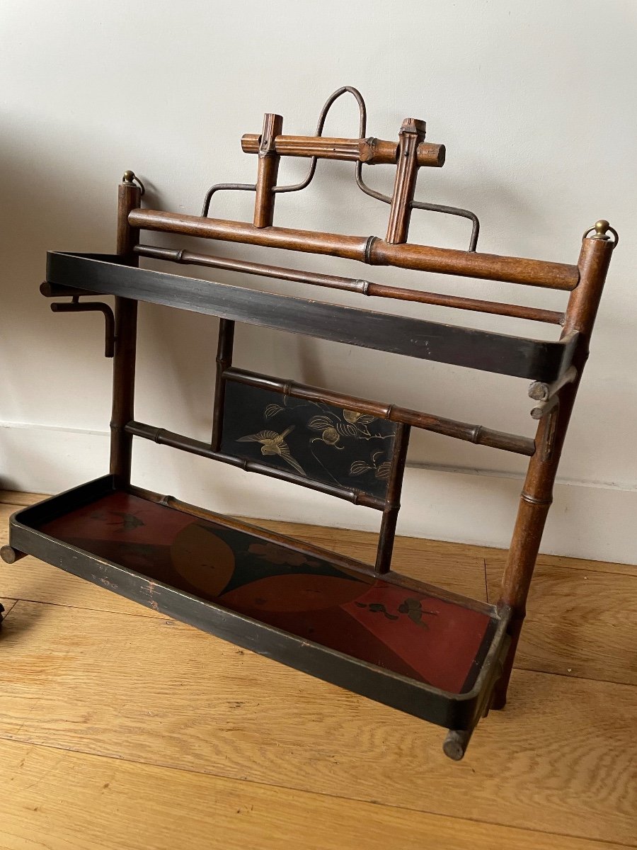 Small Lacquered Bamboo And Lacquer Shelf -photo-4