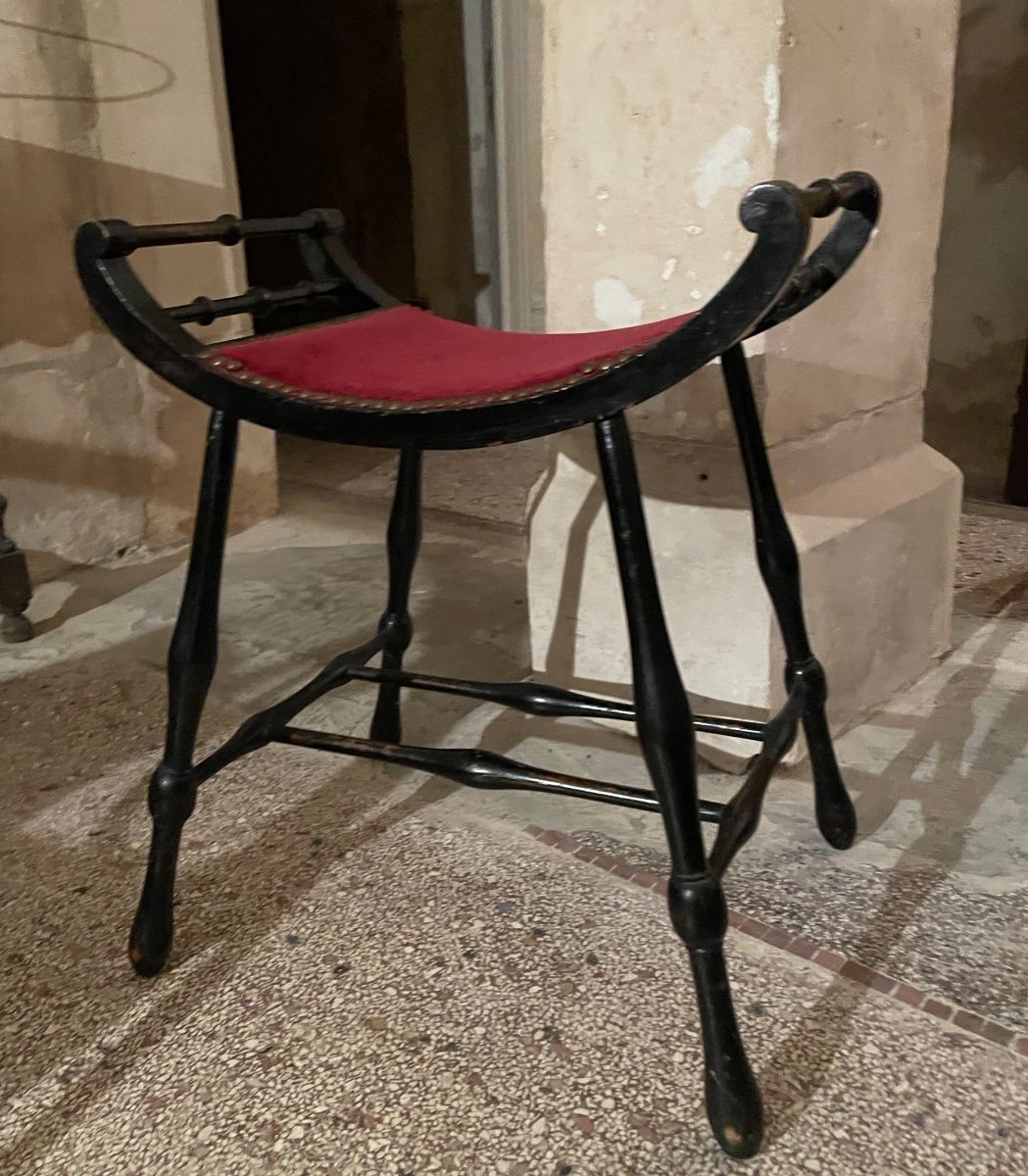 Curule-shaped Stool In Blackened Wood, Napoleon III -photo-2