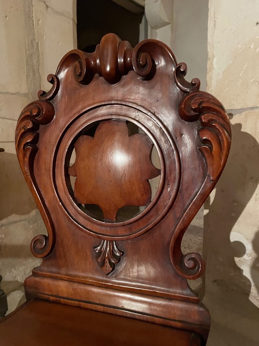 Pair Of Victorian Mahogany Hall Chairs -photo-6