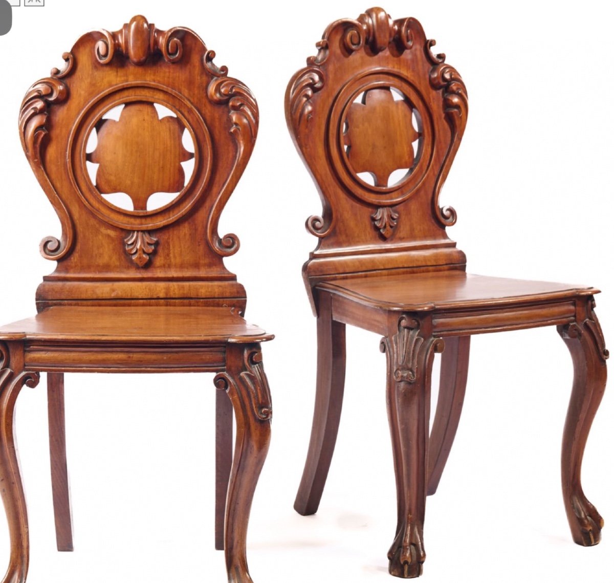 Pair Of Victorian Mahogany Hall Chairs 