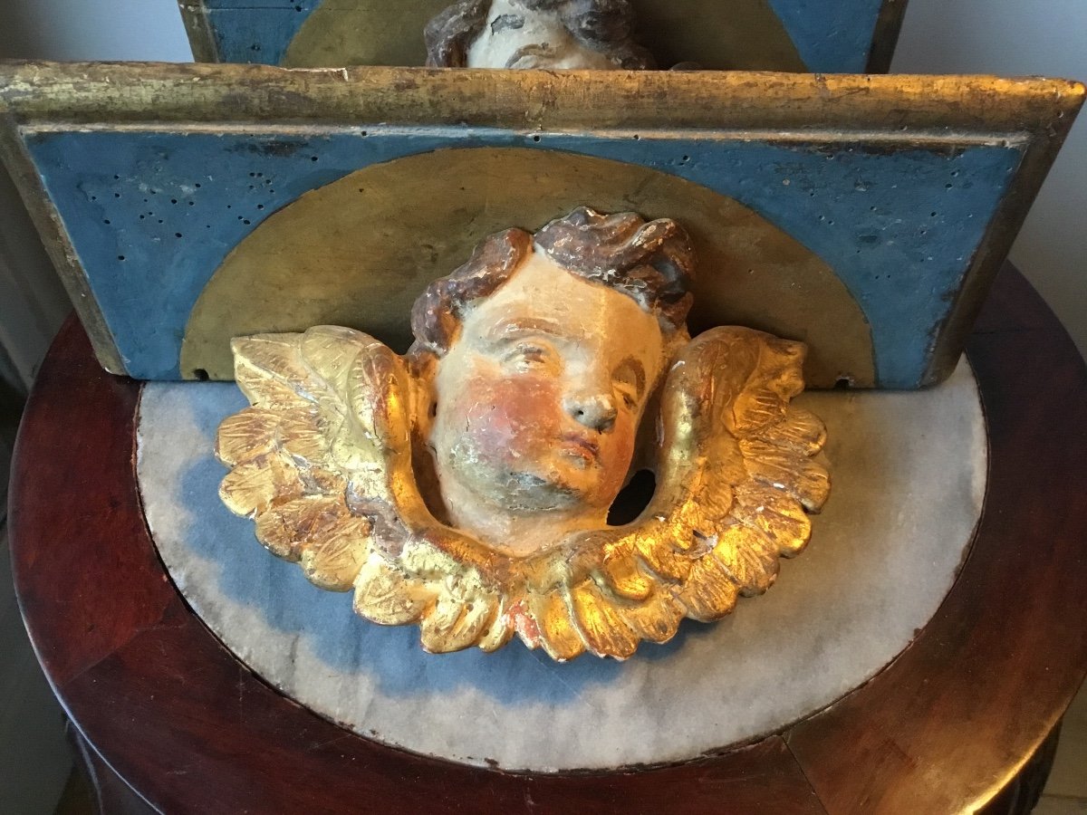 Pair Of Gilded Wood Consoles With Putti -photo-3