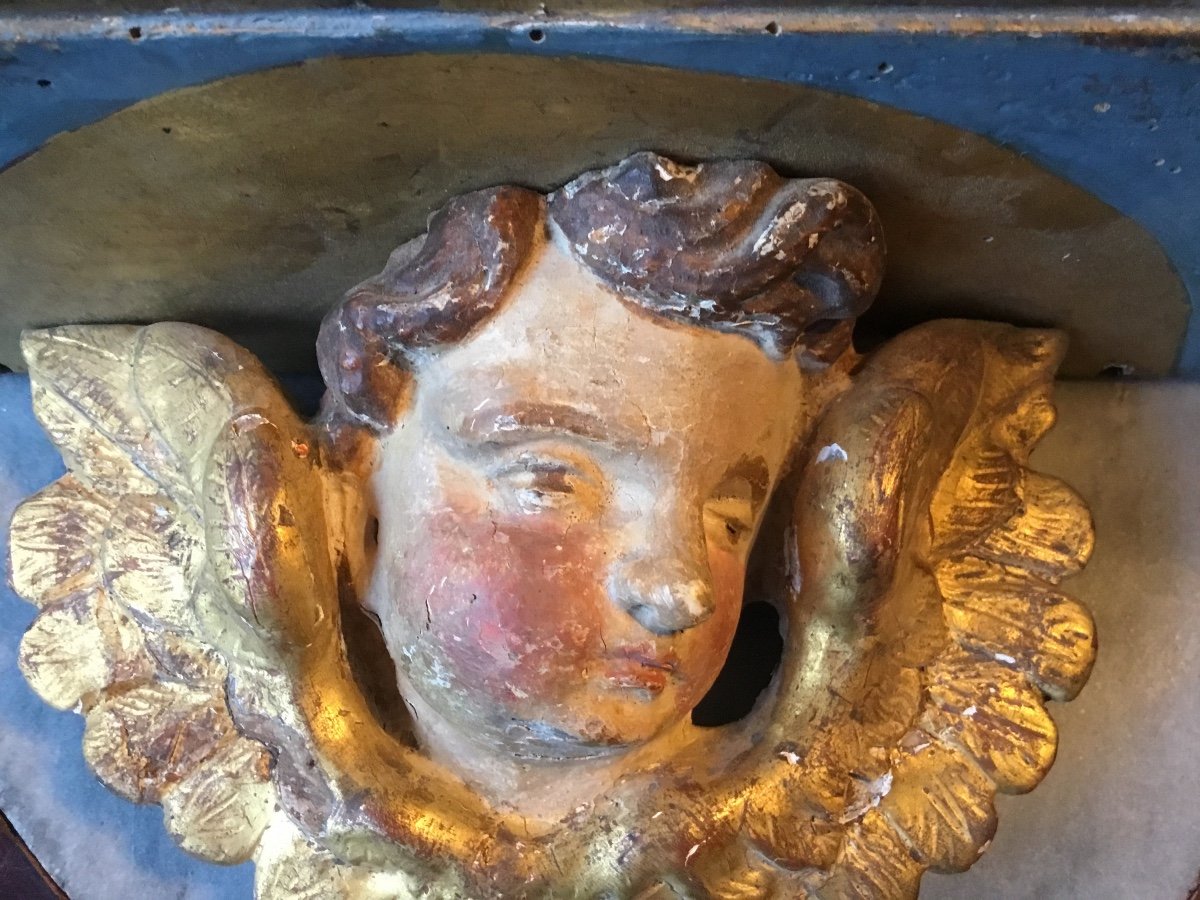 Pair Of Gilded Wood Consoles With Putti -photo-5