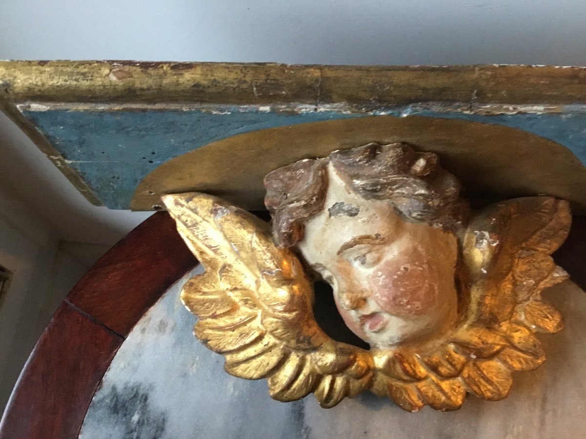 Pair Of Gilded Wood Consoles With Putti -photo-6