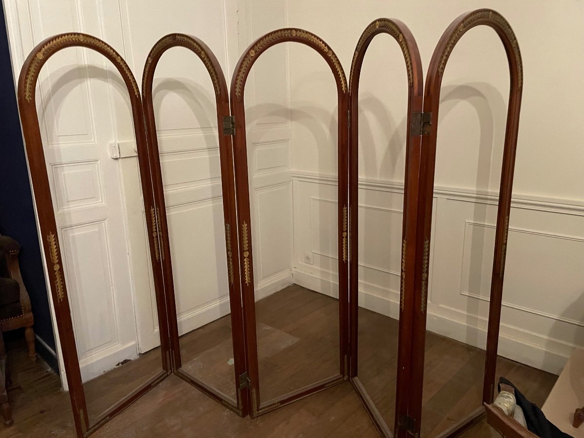 Large Five-leaf Mahogany Screen-photo-2