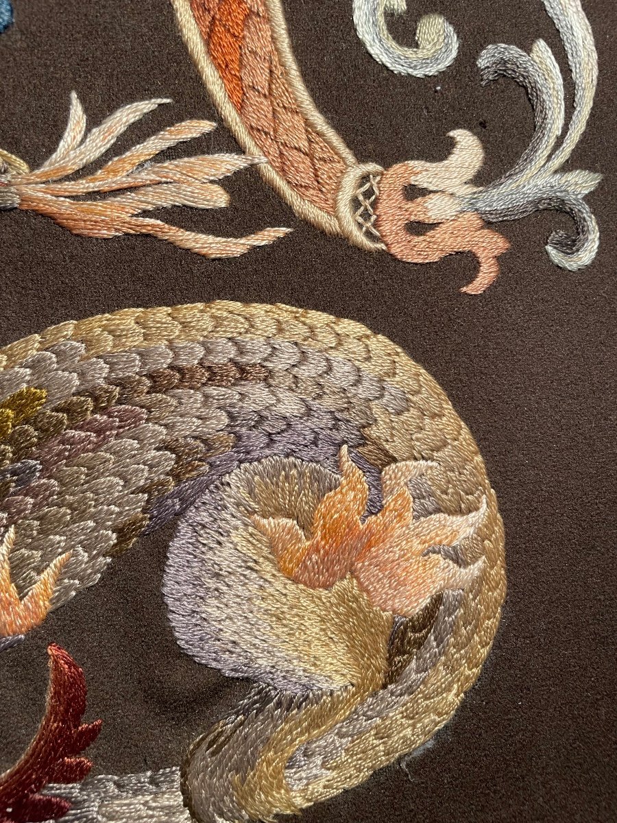 Salamander Embroidered Panel, Silk Threads -photo-4