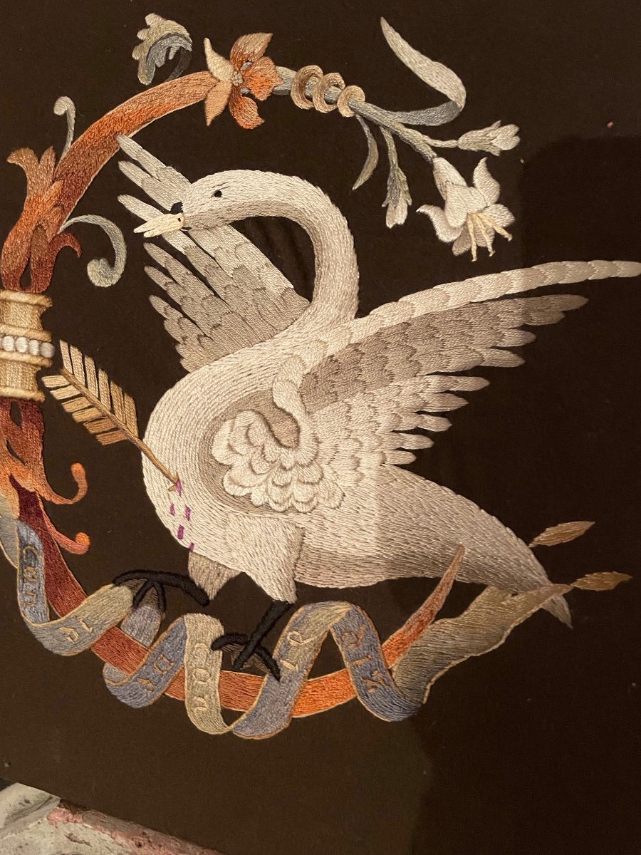 The "sorrowful" Swan Emblem Of Queen Claude Of France, Embroidery -photo-3