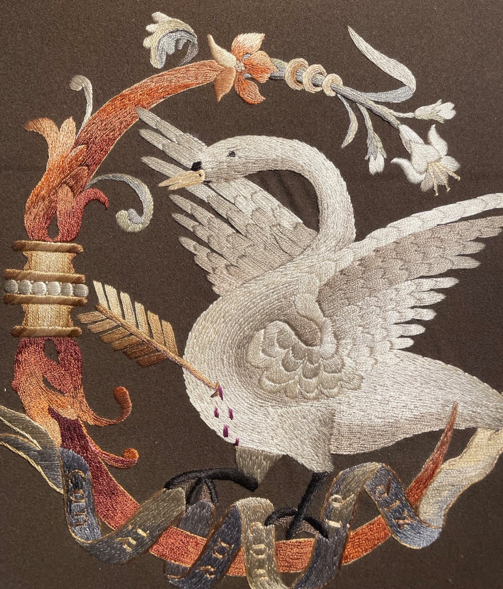 The "sorrowful" Swan Emblem Of Queen Claude Of France, Embroidery 