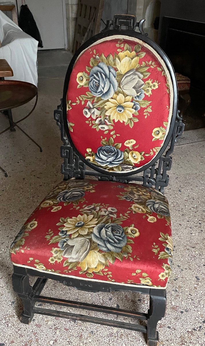 Chaise , chauffeuse Décor Ajouré Chinoisant Dlg De Viardot -photo-2