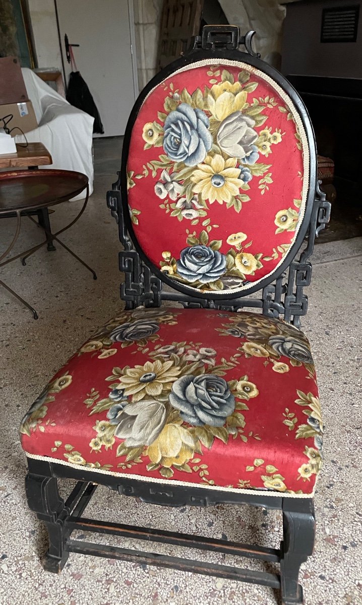 Chaise , chauffeuse Décor Ajouré Chinoisant Dlg De Viardot -photo-3