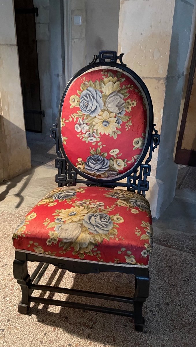 Chaise , chauffeuse Décor Ajouré Chinoisant Dlg De Viardot -photo-4