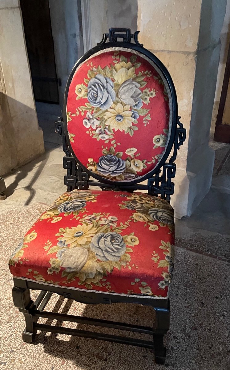 Chaise , chauffeuse Décor Ajouré Chinoisant Dlg De Viardot 