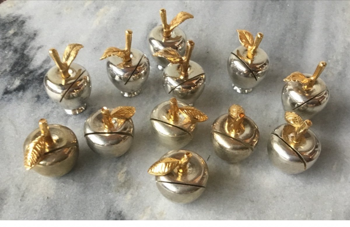 The 12 Silver And Gold Apple Menu Holders-photo-2