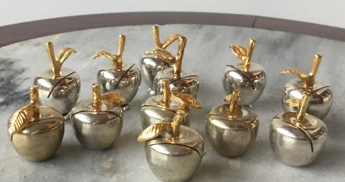 The 12 Silver And Gold Apple Menu Holders-photo-3