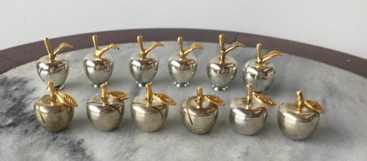 The 12 Silver And Gold Apple Menu Holders-photo-3