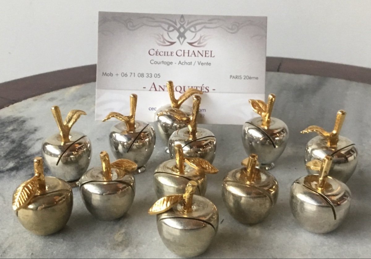 The 12 Silver And Gold Apple Menu Holders