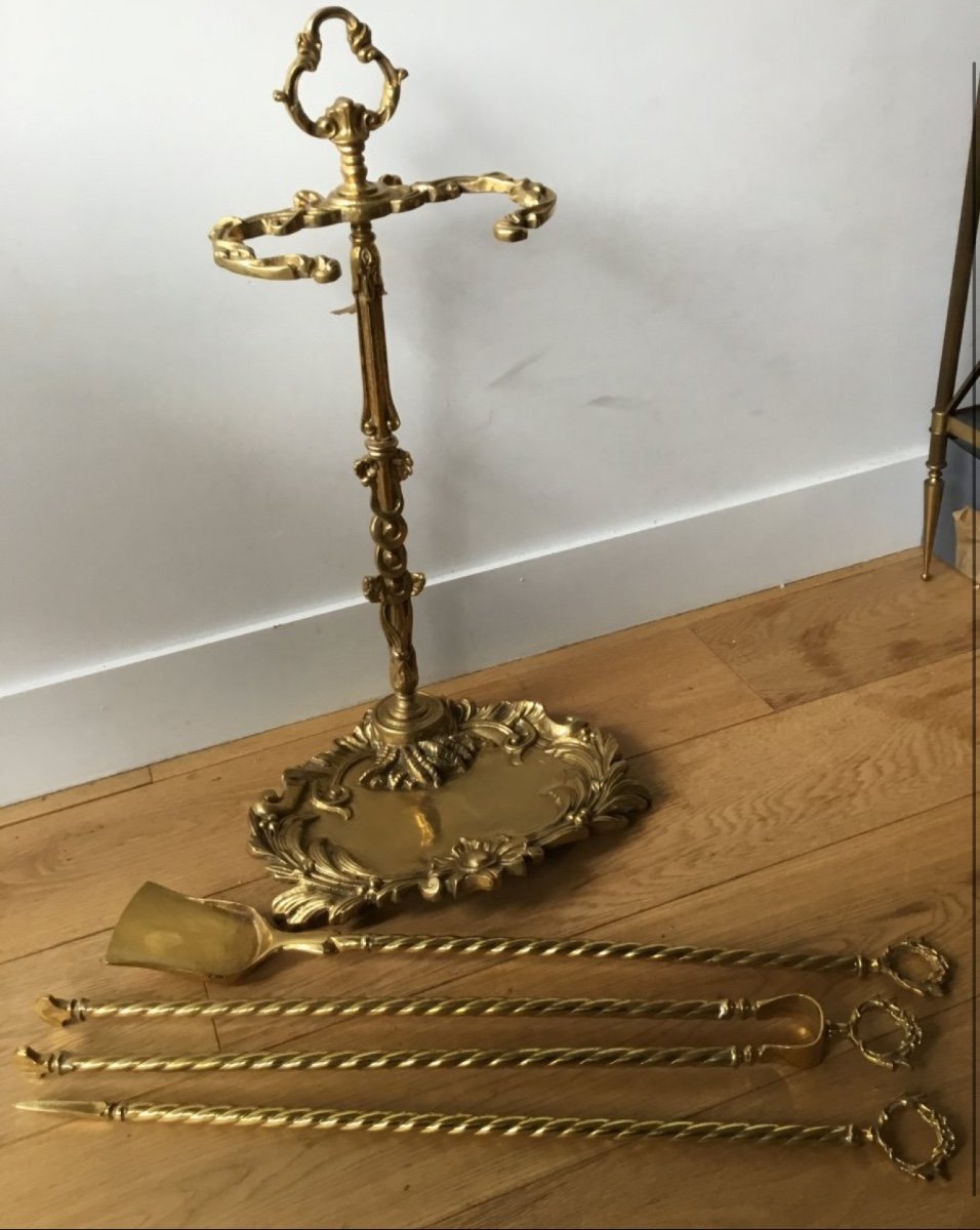 Gilt Bronze Fireplace Kit-photo-3