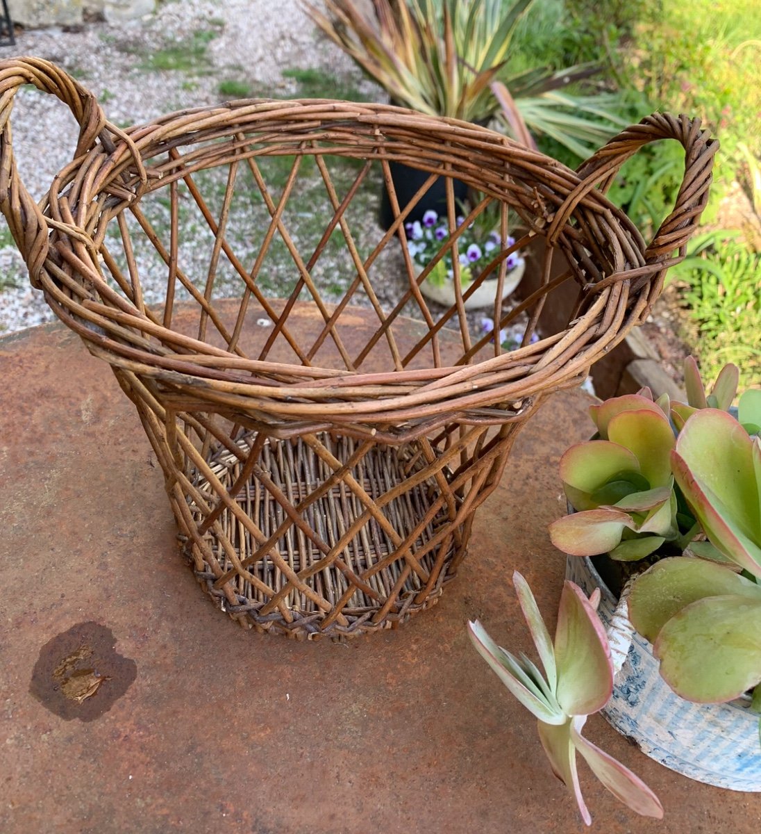 Small Woven Wicker Wastepaper Basket -photo-4