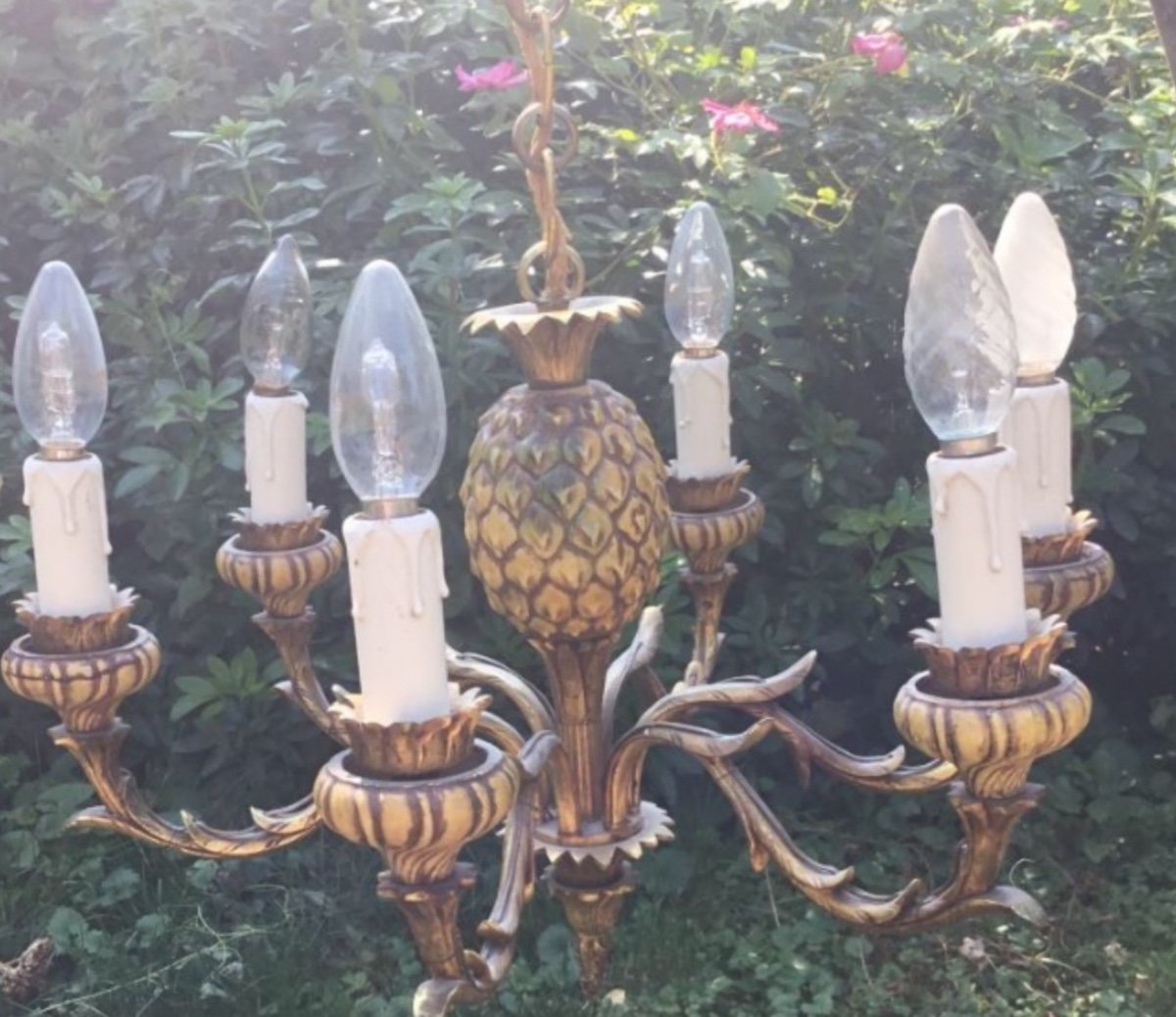 Pineapple Chandelier, In The Style Of Rings, 20th Century-photo-2