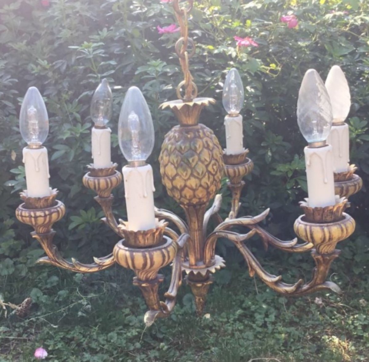 Pineapple Chandelier, In The Style Of Rings, 20th Century