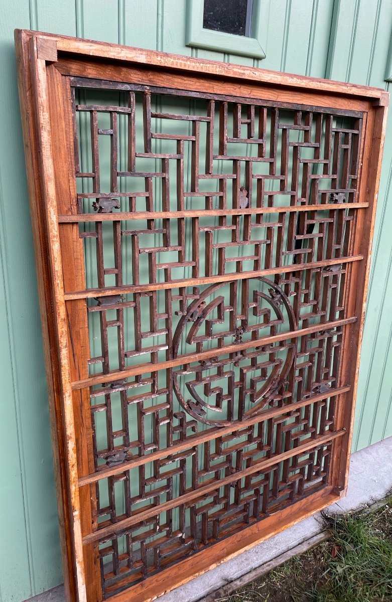 Carved And Patinated Wooden Partition Or Separation Panel,-photo-6