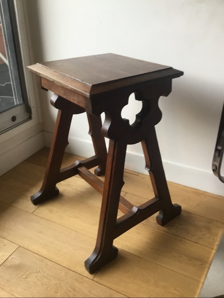 English Revival Oak Bench, Victorian Era -photo-2