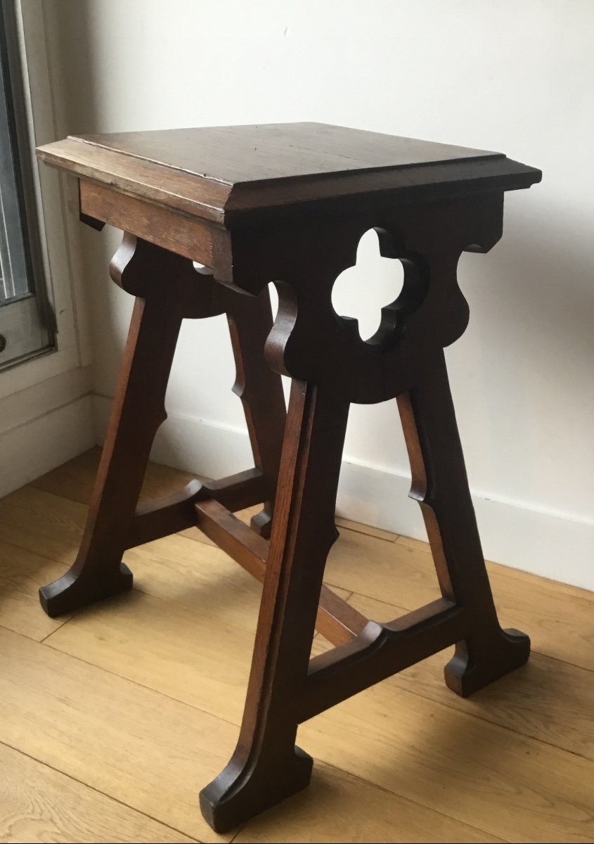 English Revival Oak Bench, Victorian Era -photo-3