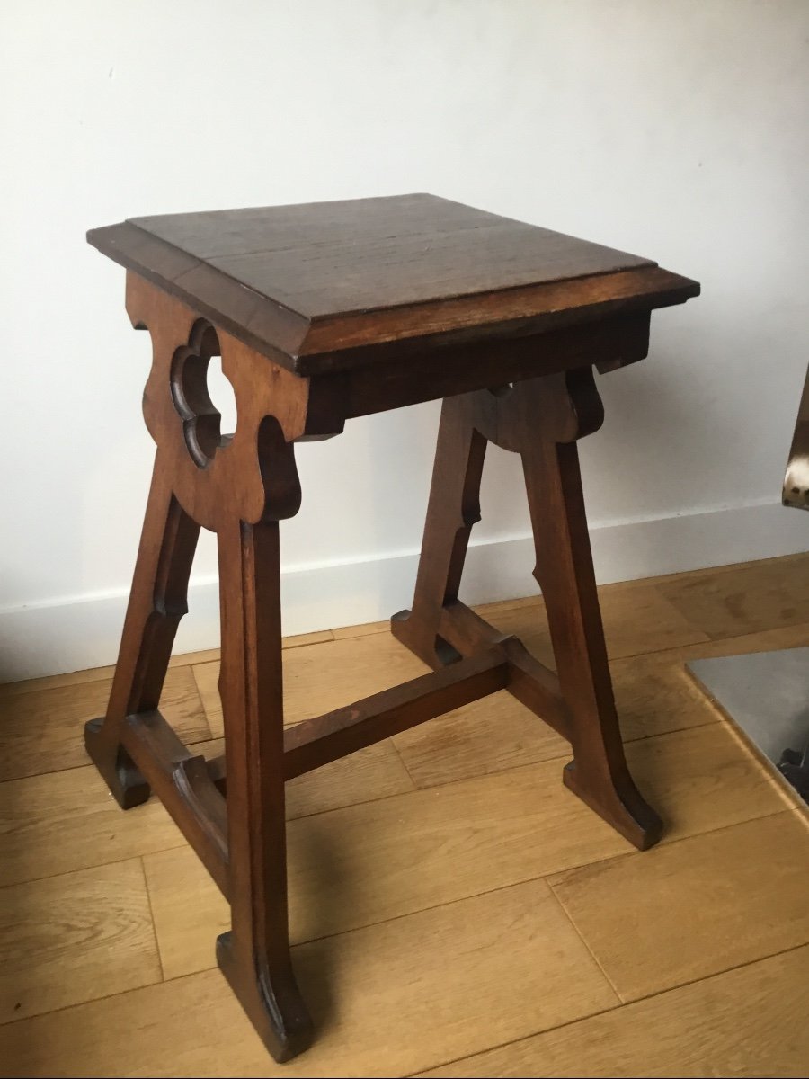 English Revival Oak Bench, Victorian Era -photo-4