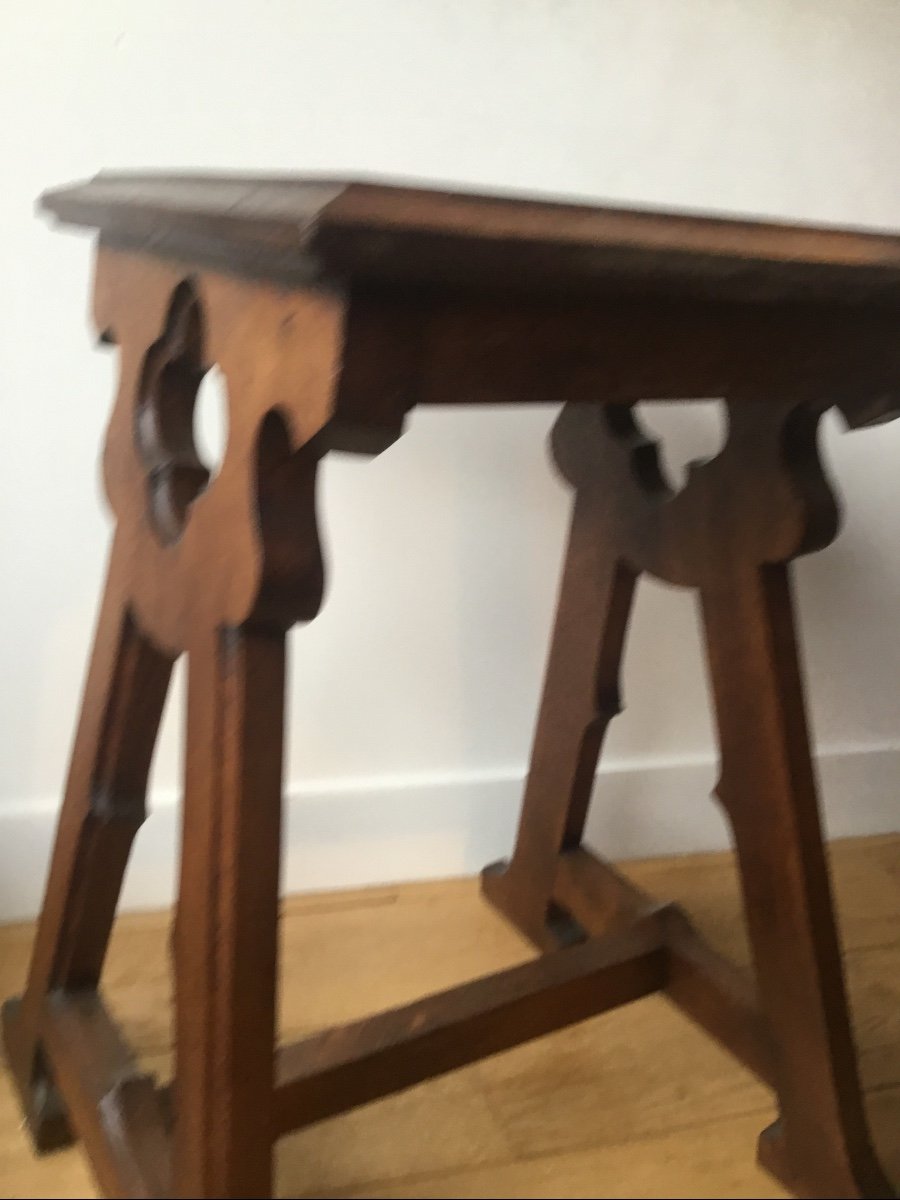 English Revival Oak Bench, Victorian Era -photo-1